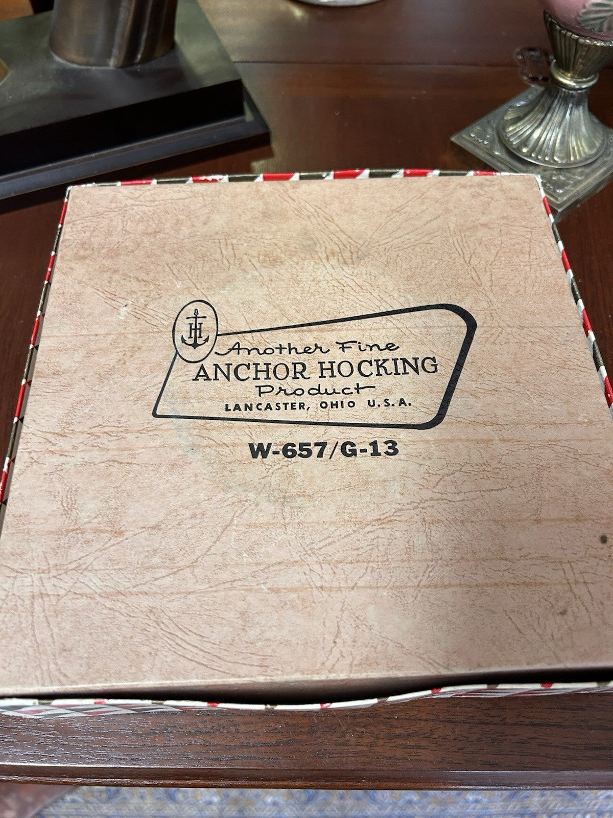 Vintage Anchor Hocking Milk Glass Grape Serving Dish Gold Rim Boxed USA