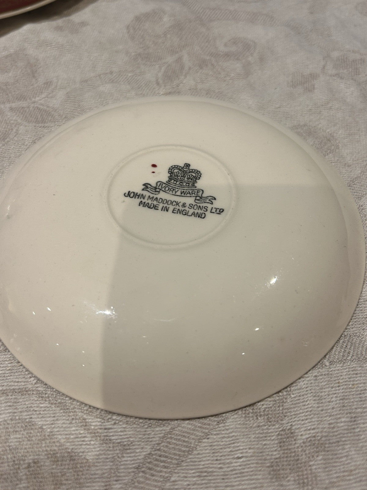 John Maddock & Sons English Cup Saucer Plate Trio Burgundy Gilt Tea Set