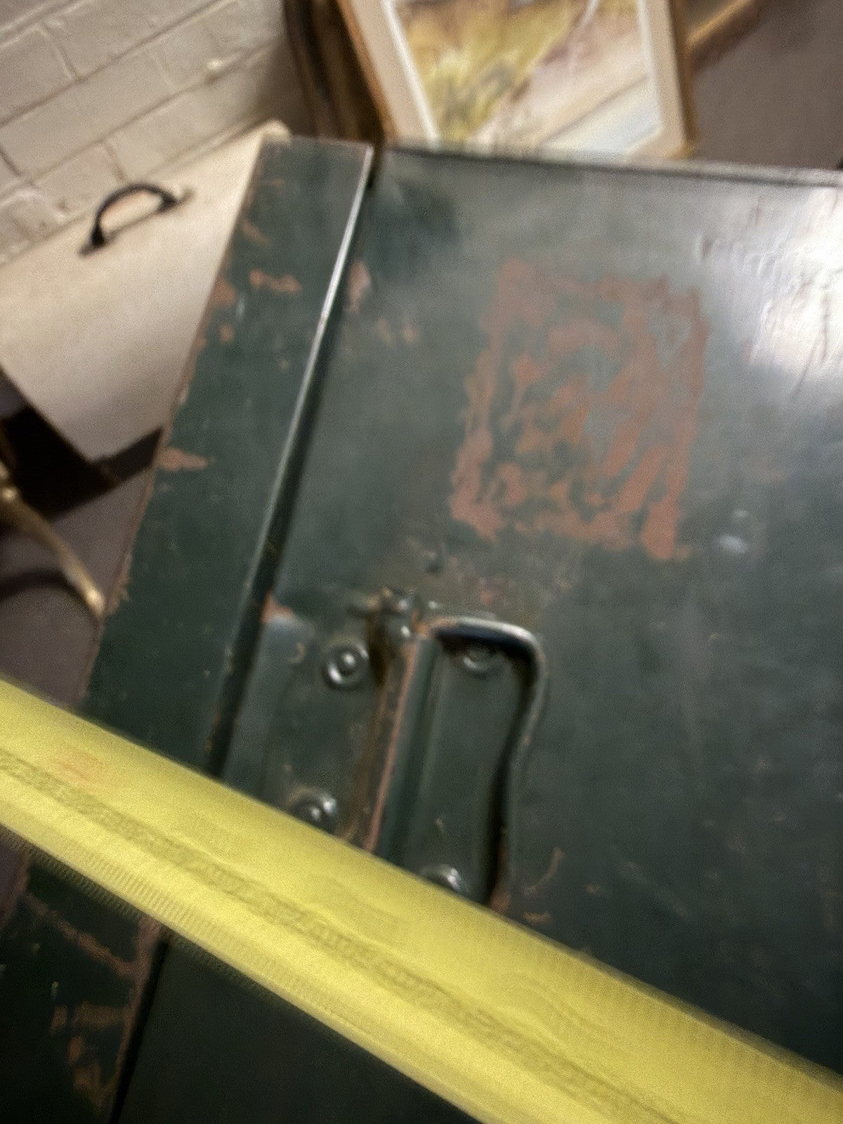Vintage Military Style Green Steel Trunk Storage Chest Industrial Tool Box 87cm