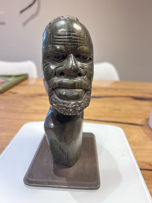 Shona African Stone Head Bust 15cm 1.5kg Zimbabwe Serpentine Sculpture
