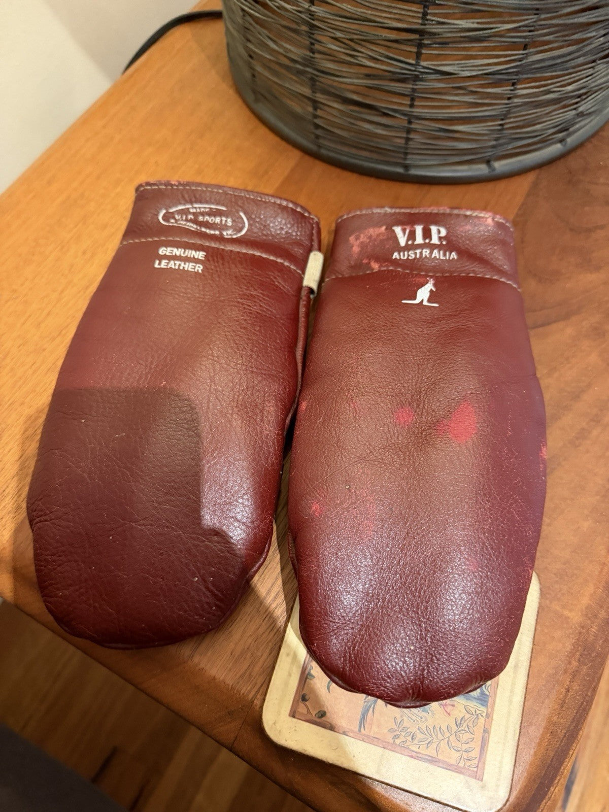 Vintage 1950s 60s VIP Sports Boxing Gloves Made in Australia Leather