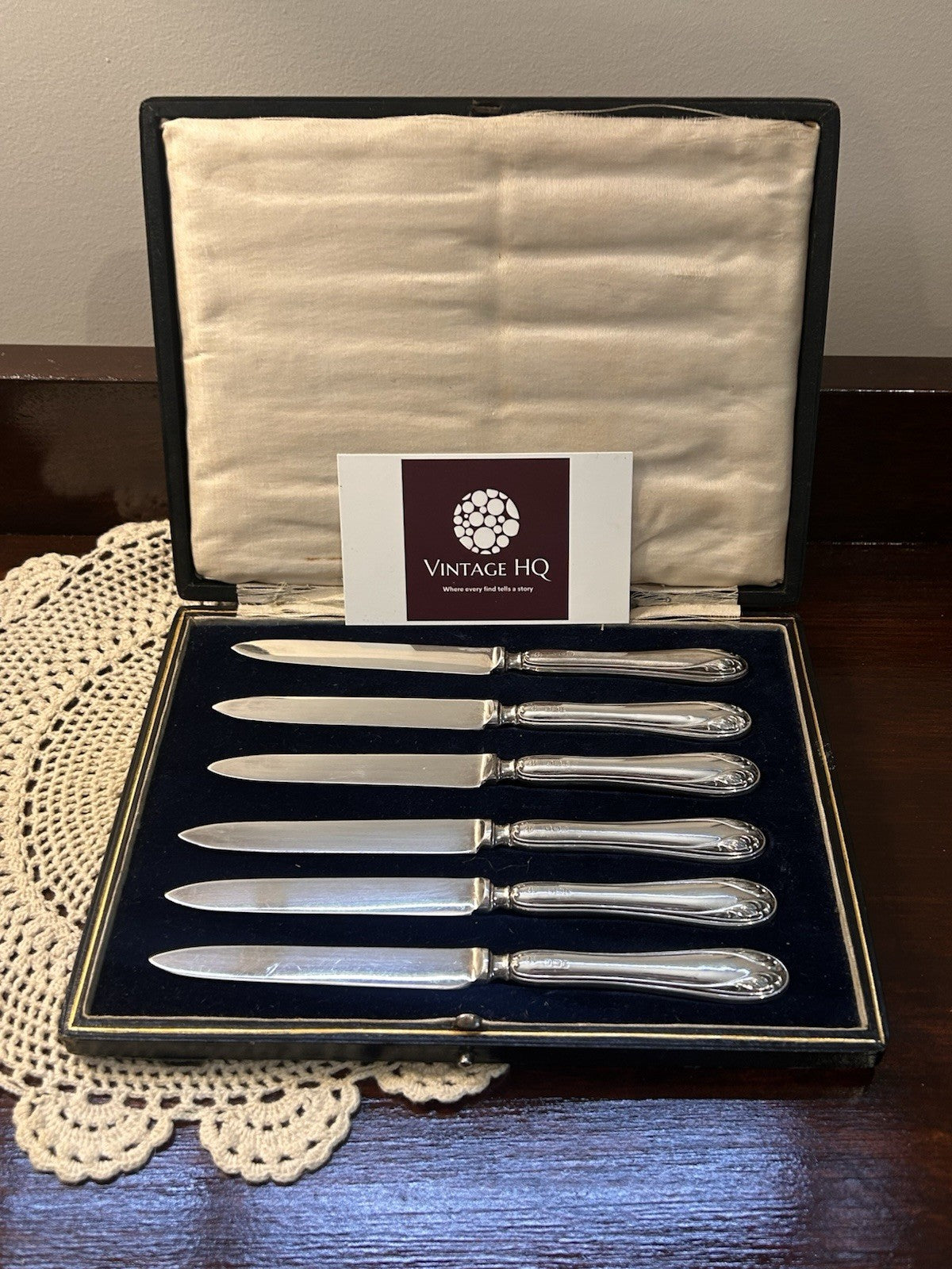 Set of 6 Sterling Silver Dessert Knives – James Deakin & Sons, Sheffield 1916