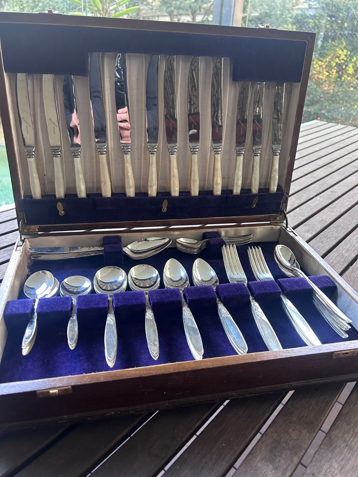 Grosvenor Ballerina Cutlery Set 50 Piece Boxed Faux MOP Handles Vintage EPNS