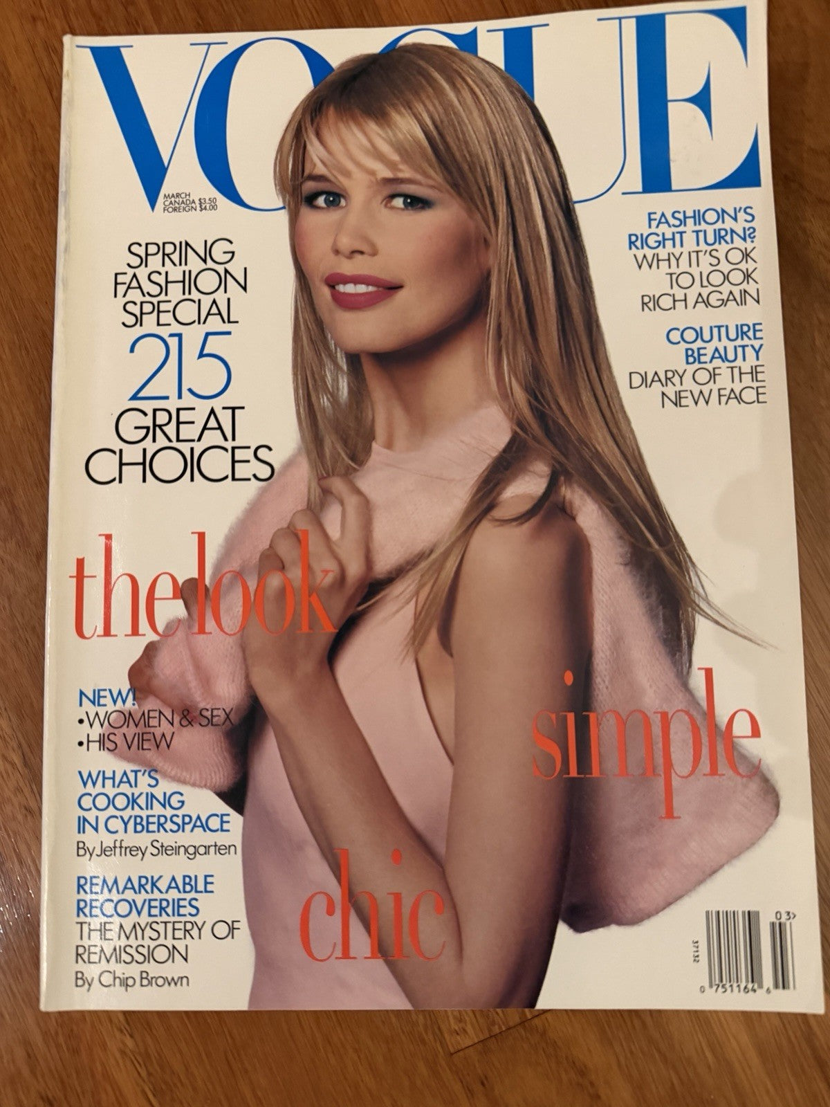 Vogue US March 1995 Claudia Schiffer Steven Meisel Nan Goldin Lagerfeld