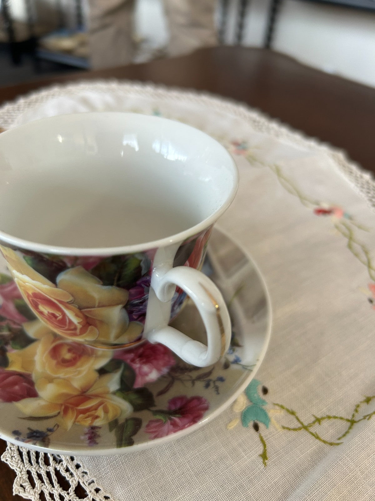 Vintage Floral Tea Cup & Saucer Set Season Collection Roses China