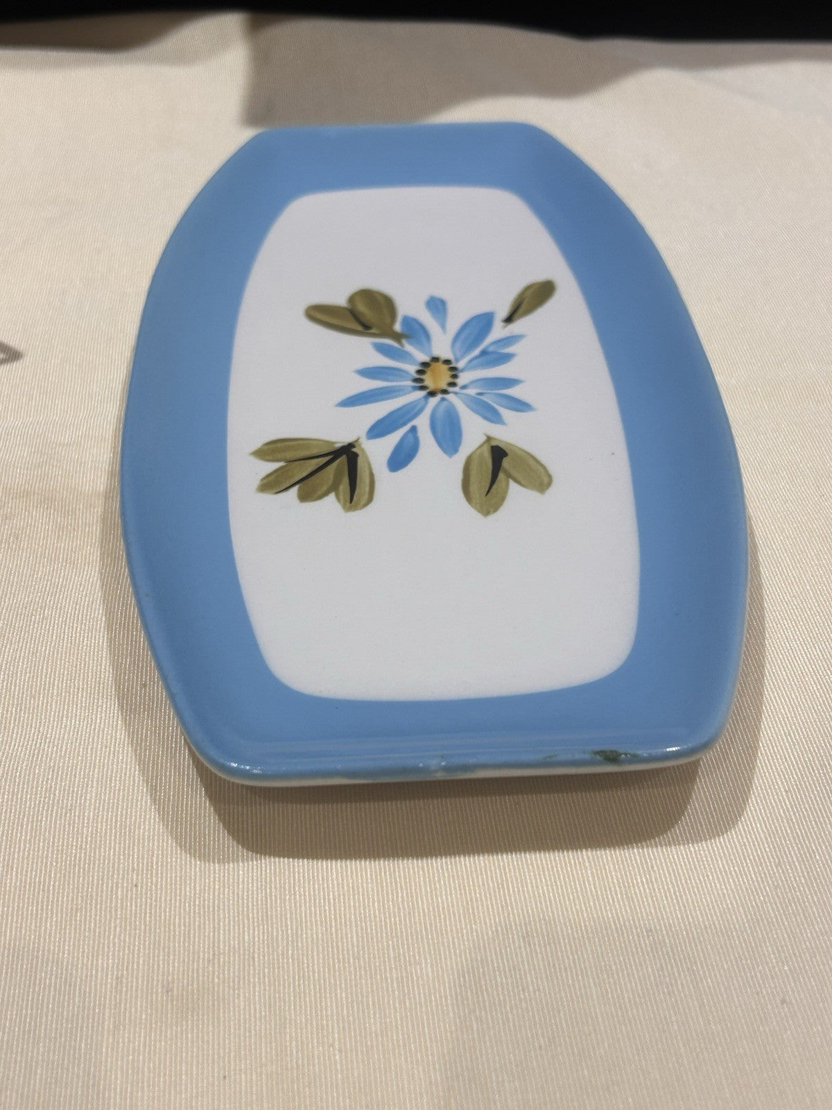 Vintage Superior Ironstone Oblong Serving Dish Blue Floral Japan c1950s
