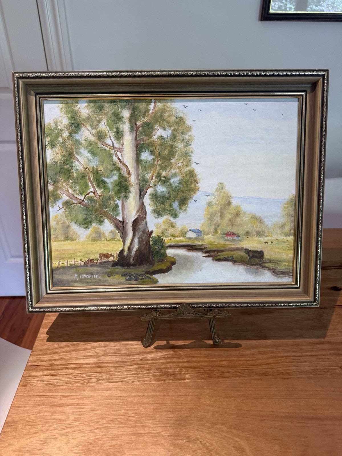 Vintage M Cromie Australian Landscape Oil Painting Holesworth Victoria 1988