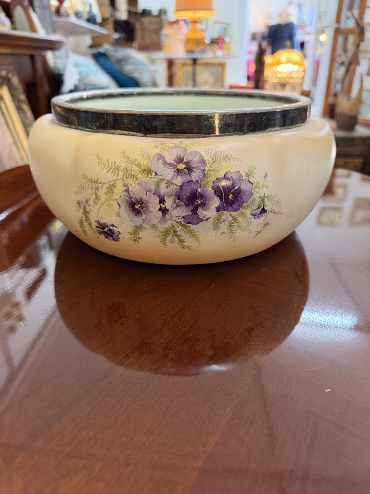 Crown Devon Jardiniere C1913-17 Pansy Planter Bowl S.F. & Co England 26cmc