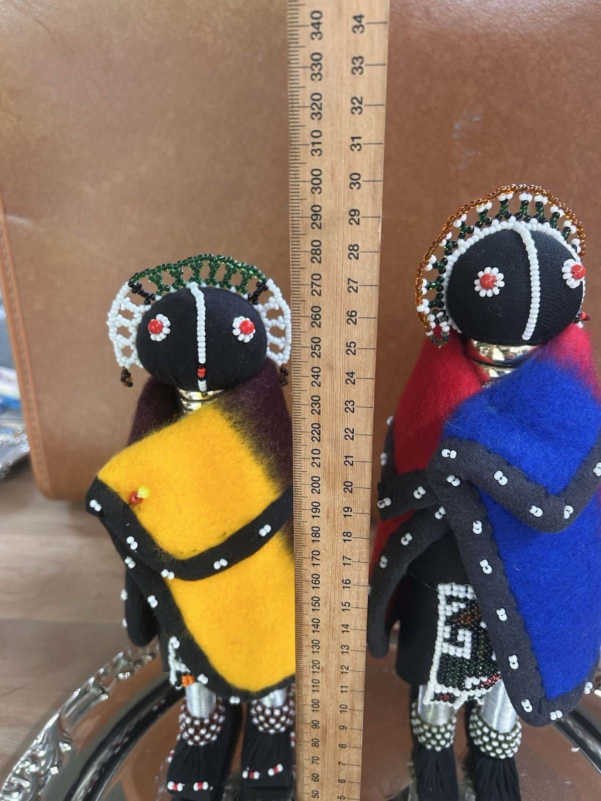 South African Ndebele Linga Koba Doll Traditional Beaded Ceremonial, Two.