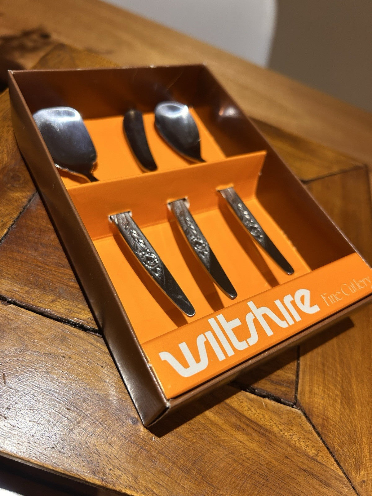 Vintage Wiltshire New Rose Boxed Cutlery Sets x5 Retro Entertaining