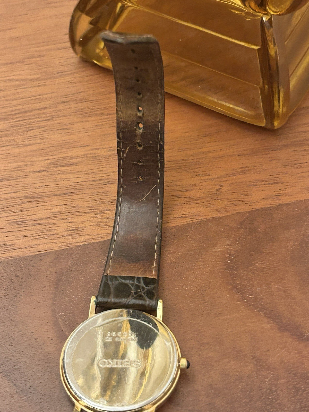 Vintage Seiko Quartz Mens Dress Watch Date 7N32-0C10 Japan Gold Tone 1990s