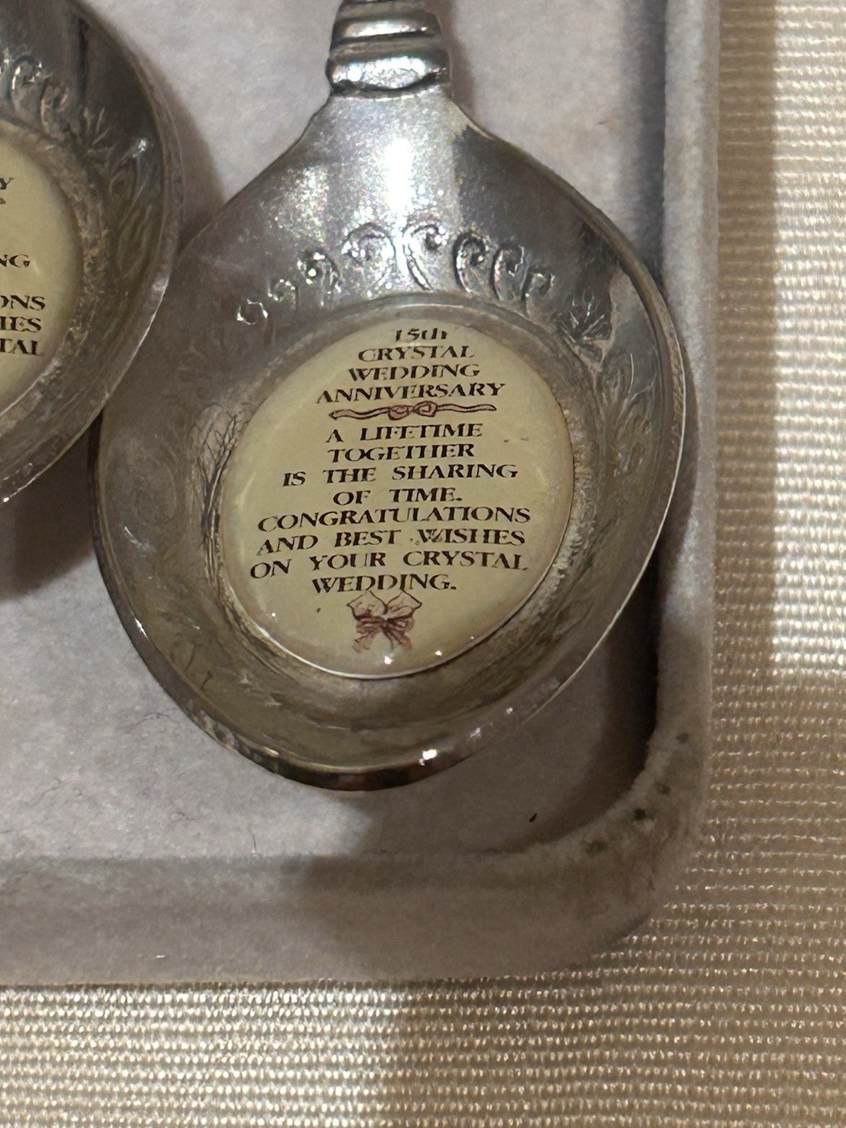 Vintage Crystal Wedding Anniversary Souvenir Spoons Pair Australian Gallery