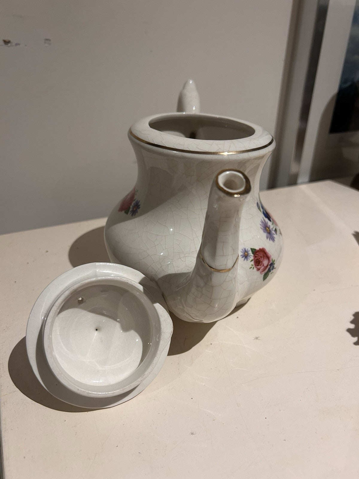 Arthur Wood Majestic Teapot England Floral Roses Gold Trim Vintage