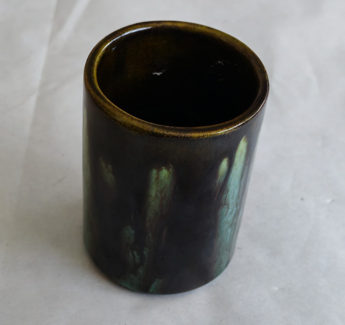 Vintage Studio Pottery Creamer & Utensil Jar Set – Hand Thrown – Signed