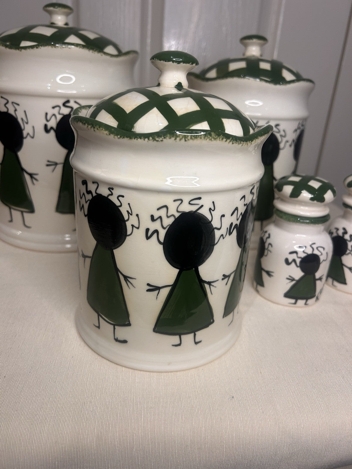 Kerry Alderuccio Hand Painted Canister Set – 6pc Ceramic Kitchen Storage 