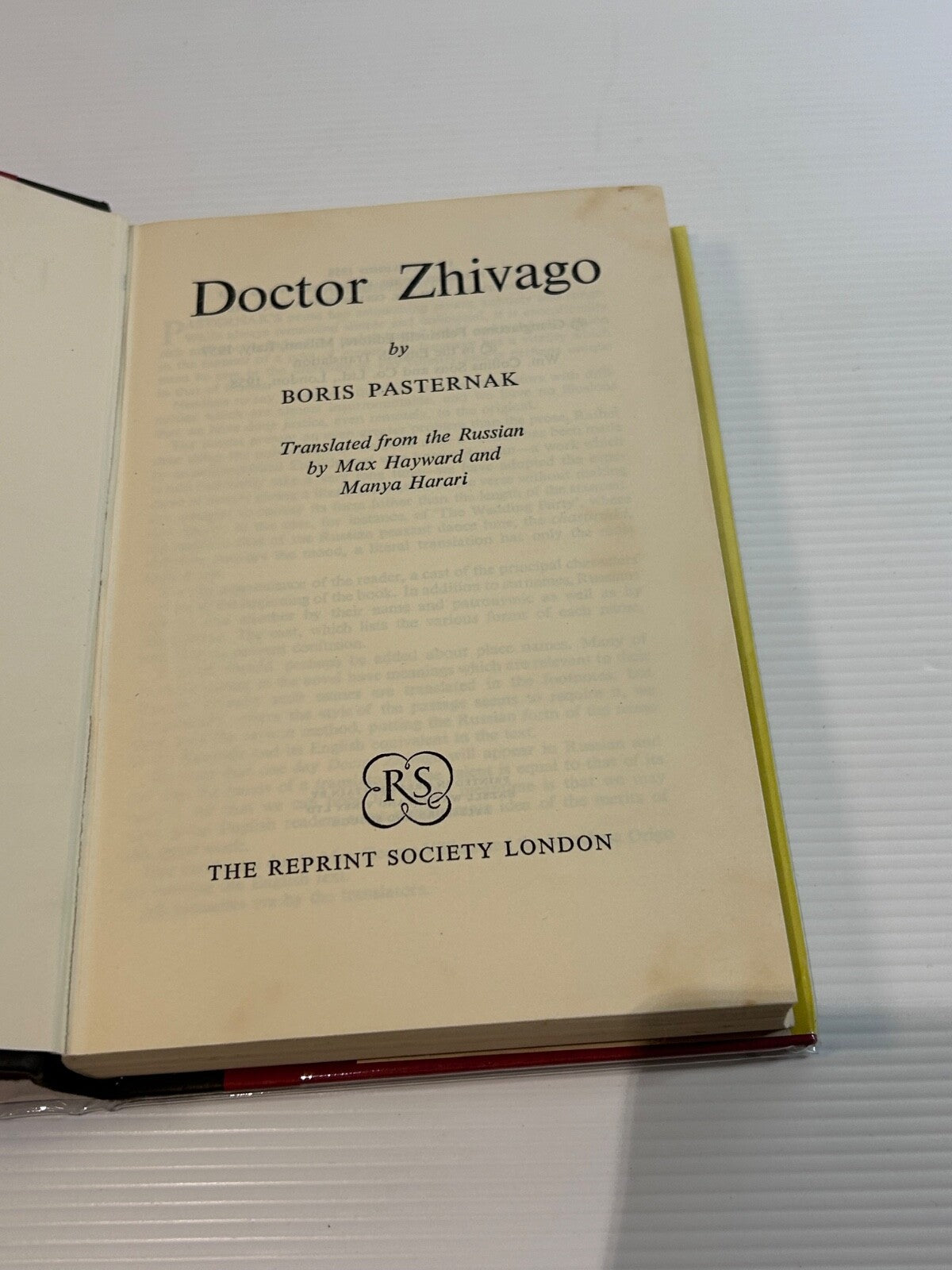 Doctor Zhivago Boris Pasternak 1959 Reprint Society HC DJ Soviet Novel Rare