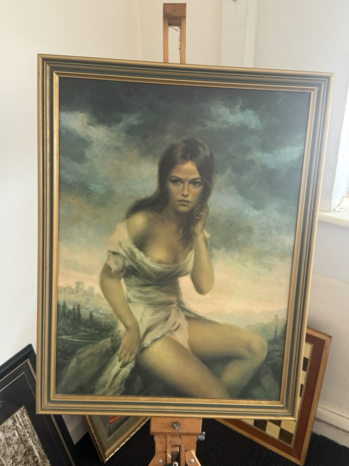 Vintage 1960s–70s Framed Art Print after Joseph Vinciata “Broken Silence”