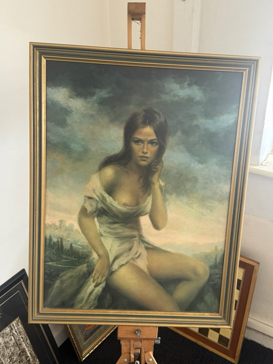 Vintage 1960s–70s Framed Art Print after Joseph Vinciata “Broken Silence”