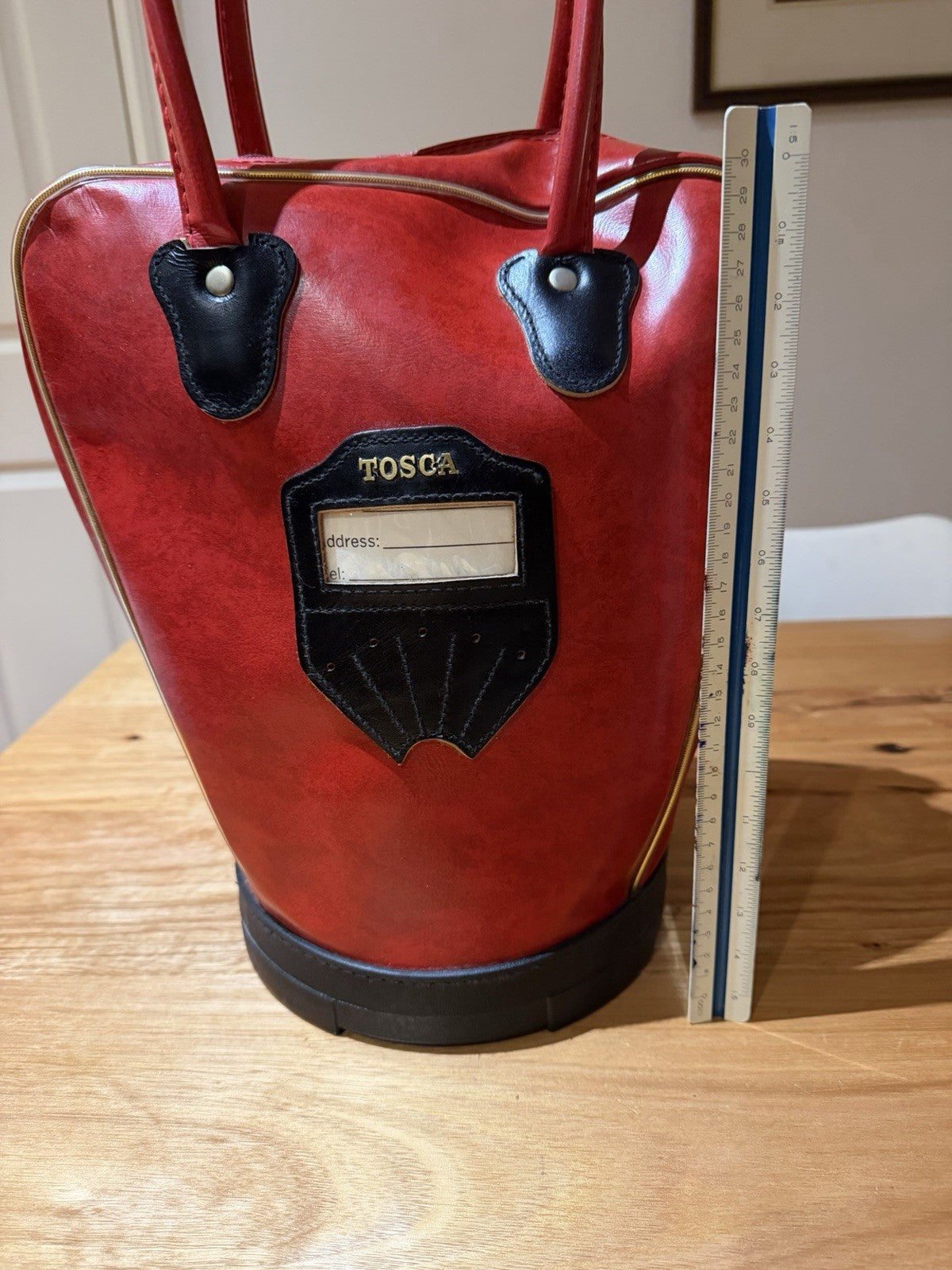 Vintage TOSCA Red Travel Bag Bowling Bag Retro Australian Luggage c1970s