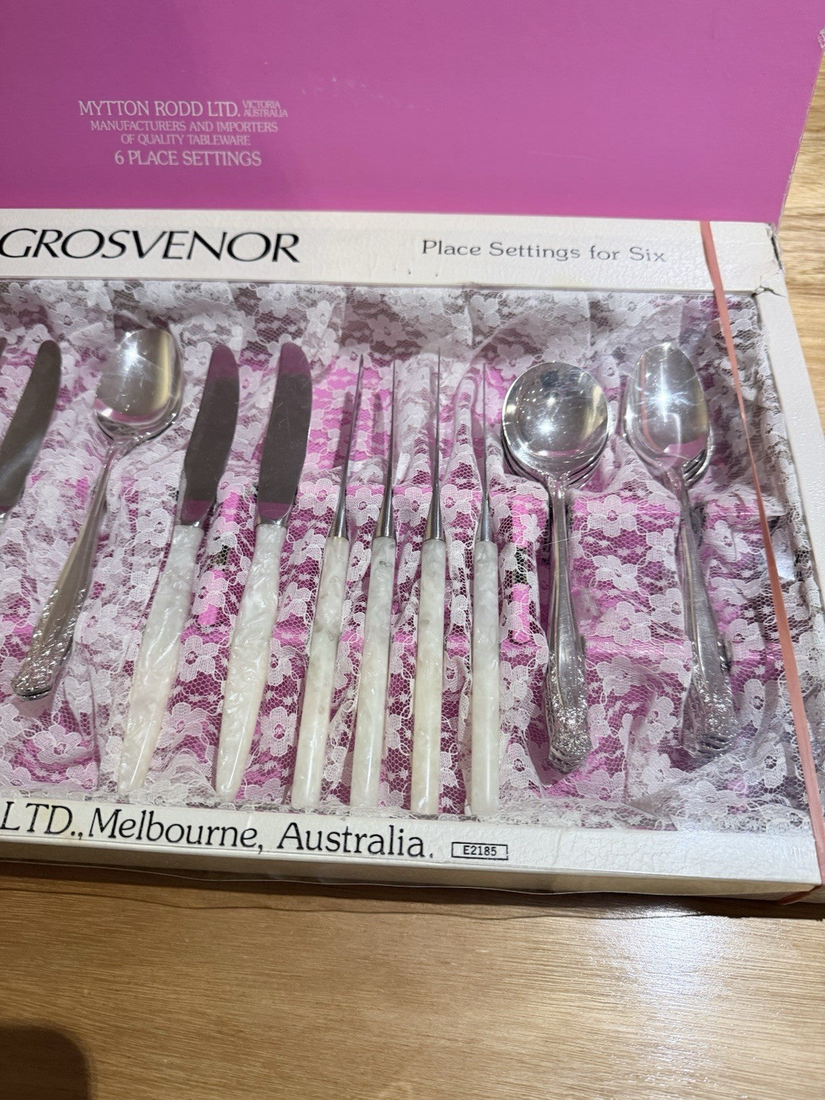 Grosvenor Laureate 44pc Silverplate Cutlery Set Boxed Pearlex AU