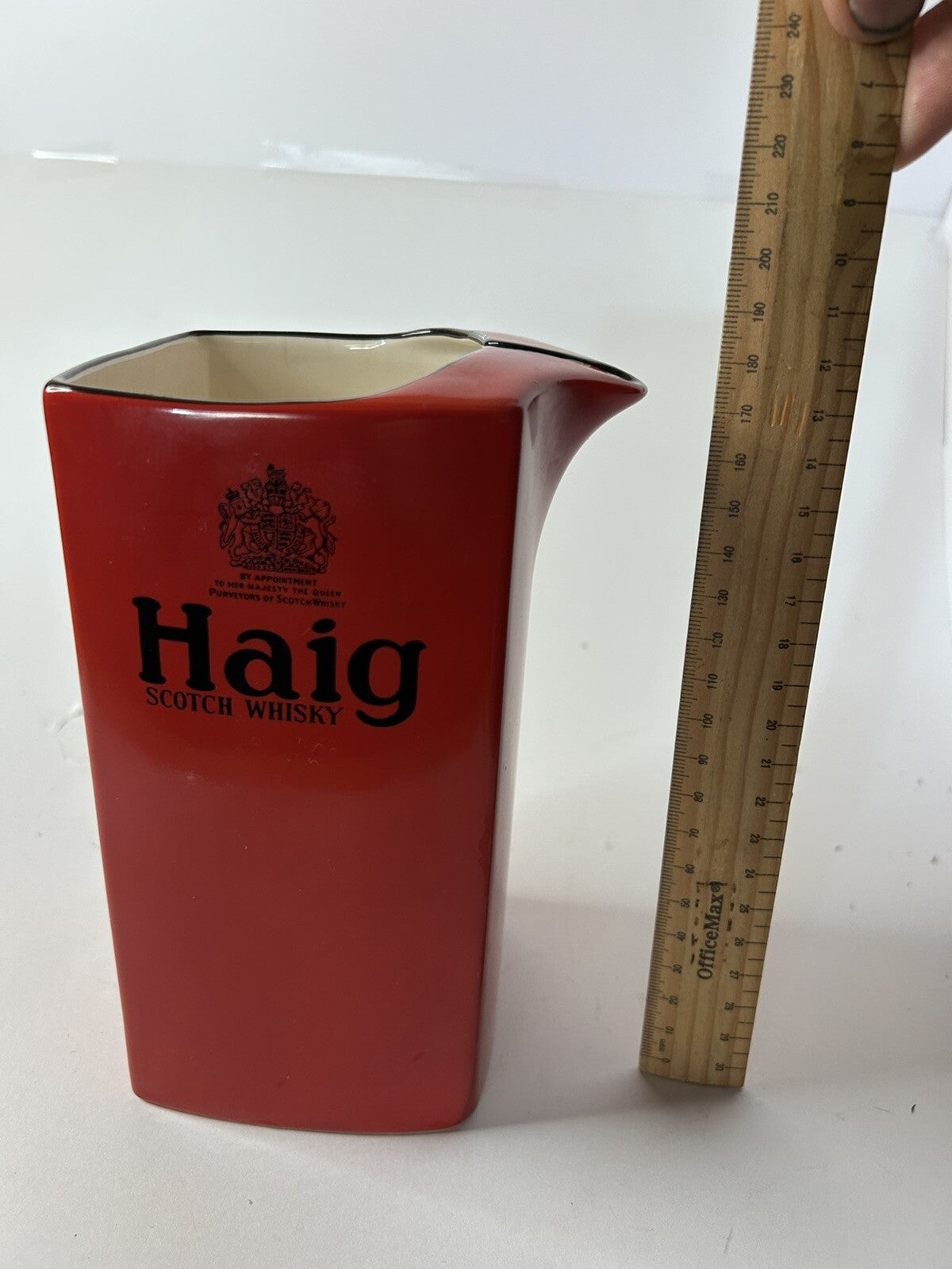 HAIG Scotch Red Ceramic Whisky Jug Vintage Carltonware England Barware Retro