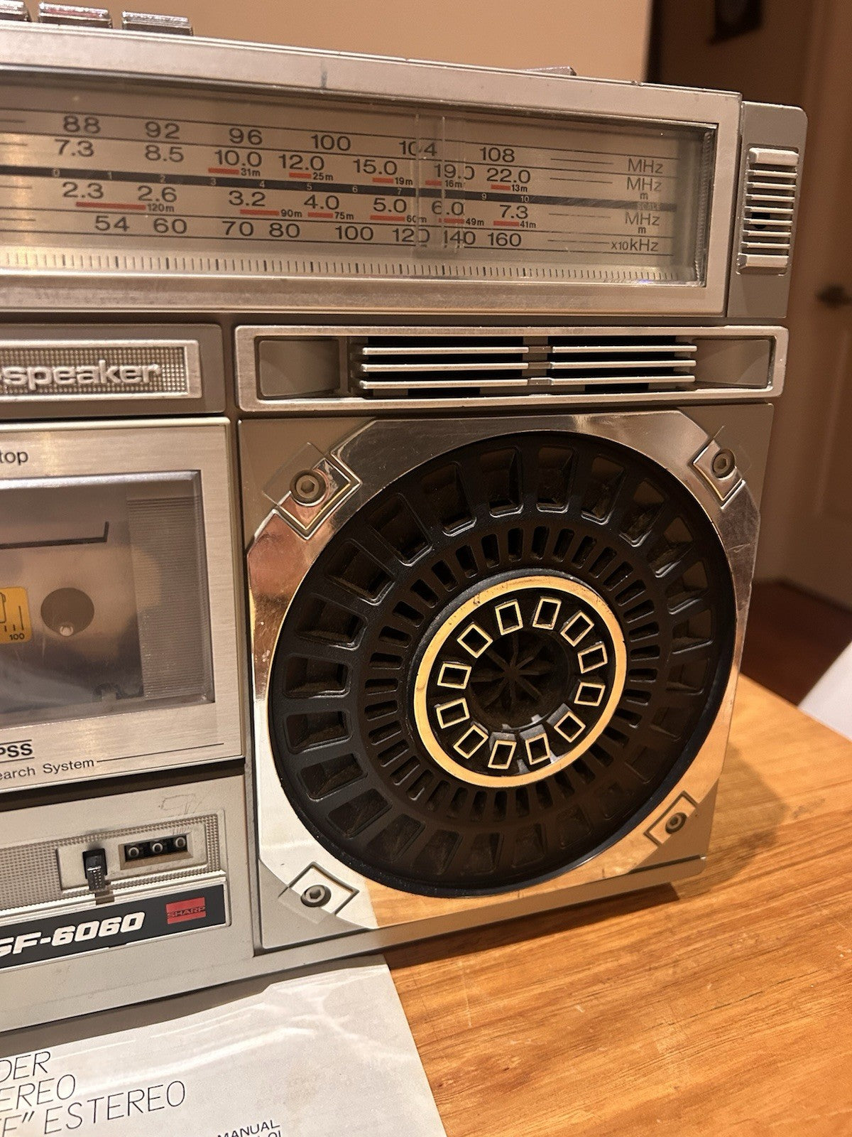 Vintage Sharp GF-6060 Boombox Radio And  Manual - Works, Tape Deck Needs Belts