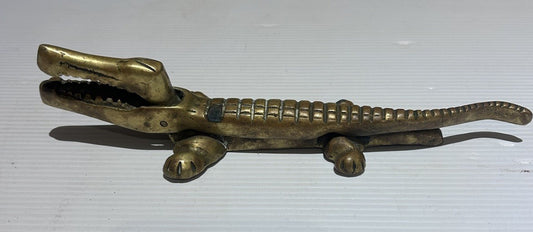 Vintage Brass Crocodile Nutcracker 19cm Mid Century Barware Retro Décor