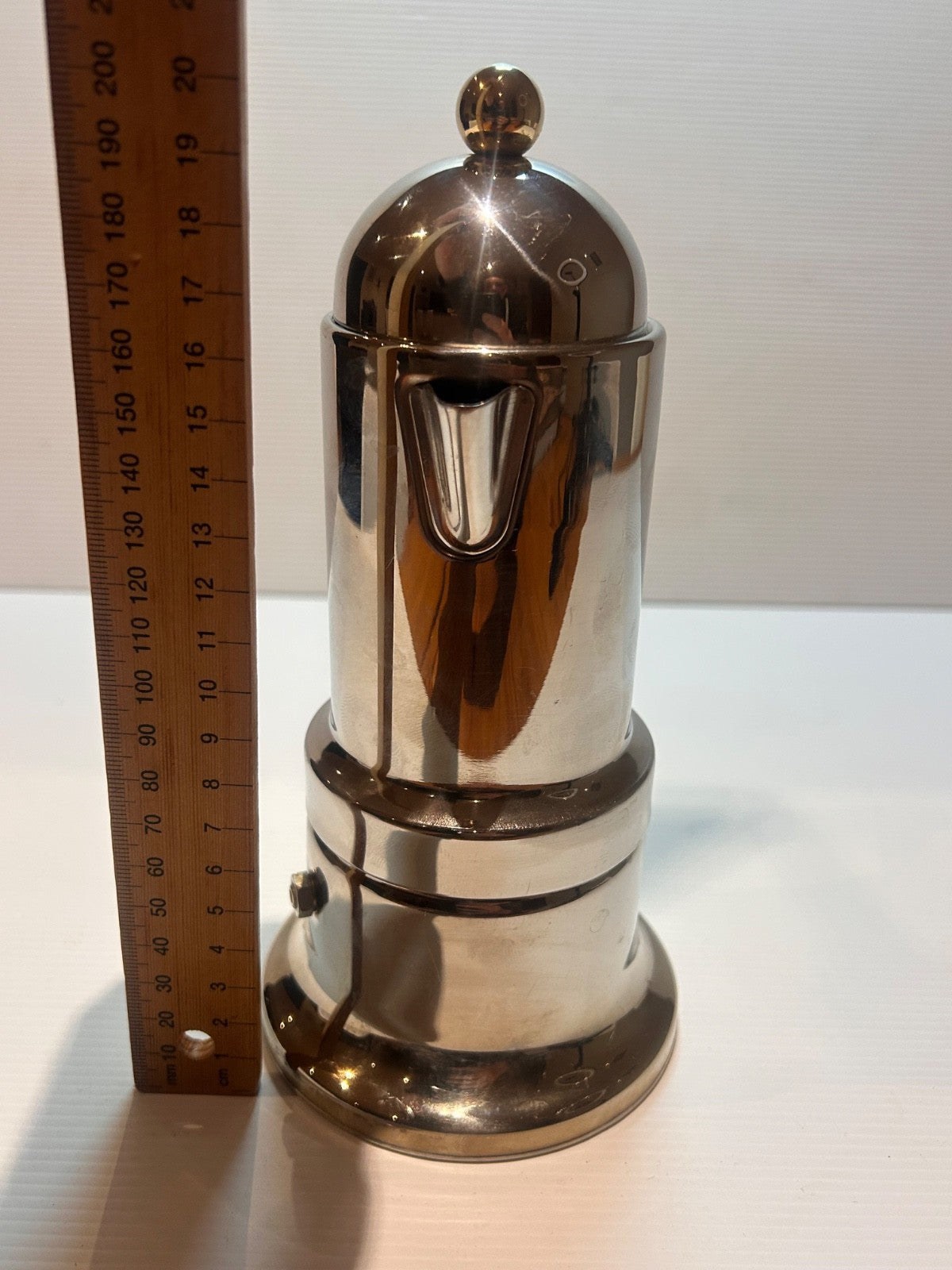 Vigano Tre Zini TZ 4 Italian Espresso Maker 18/10 Inox Gold Handle 4 Cup