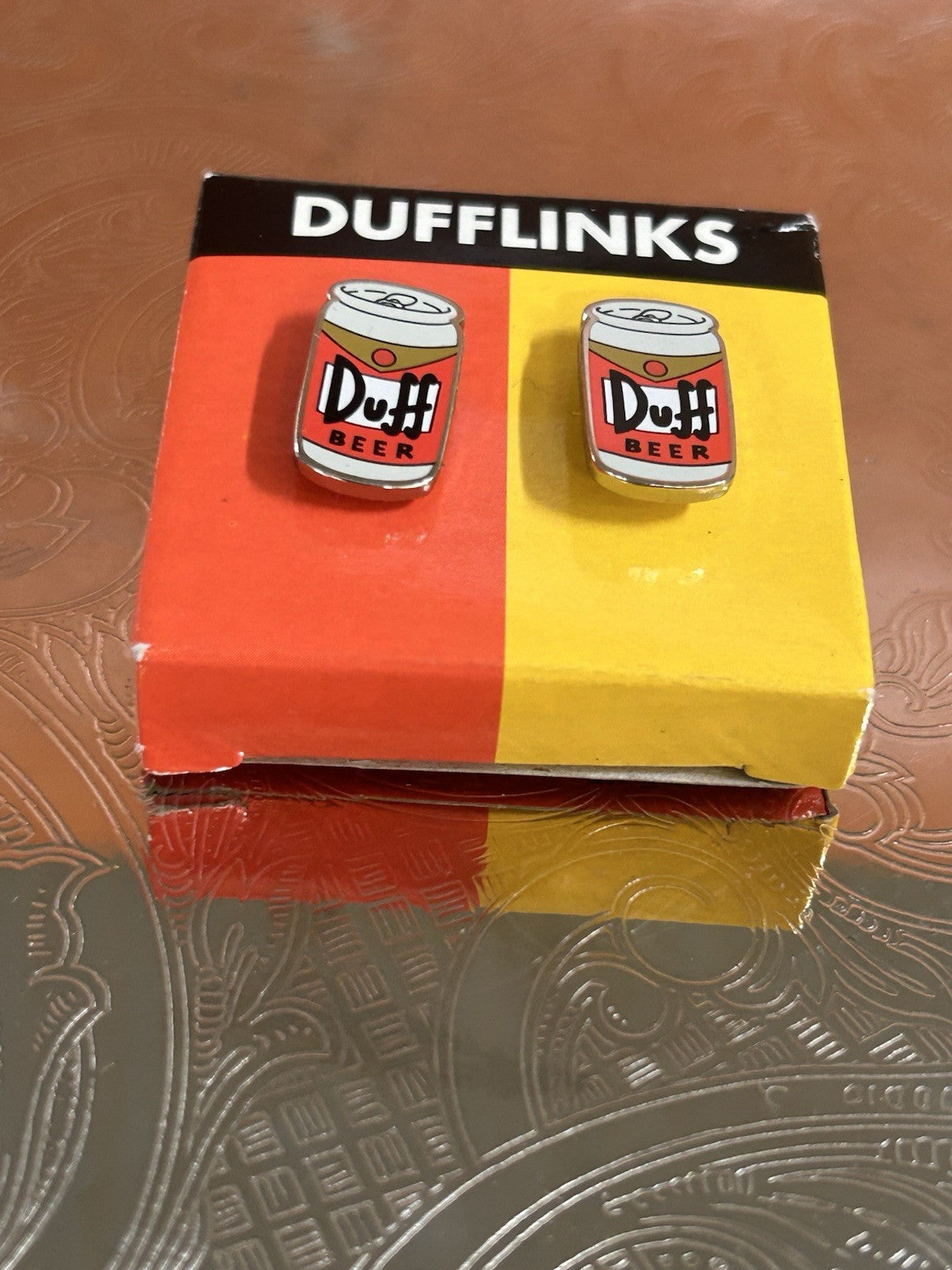 The Simpsons Duff Beer Cufflinks “Dufflinks” 2007 FOX Novelty Gift Boxed