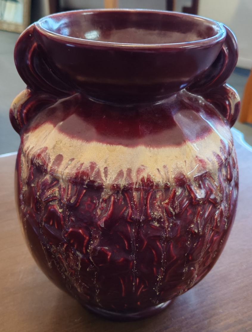 Vintage Belgium (n.553) Art Pottery Vase - Oxblood Drip Glaze