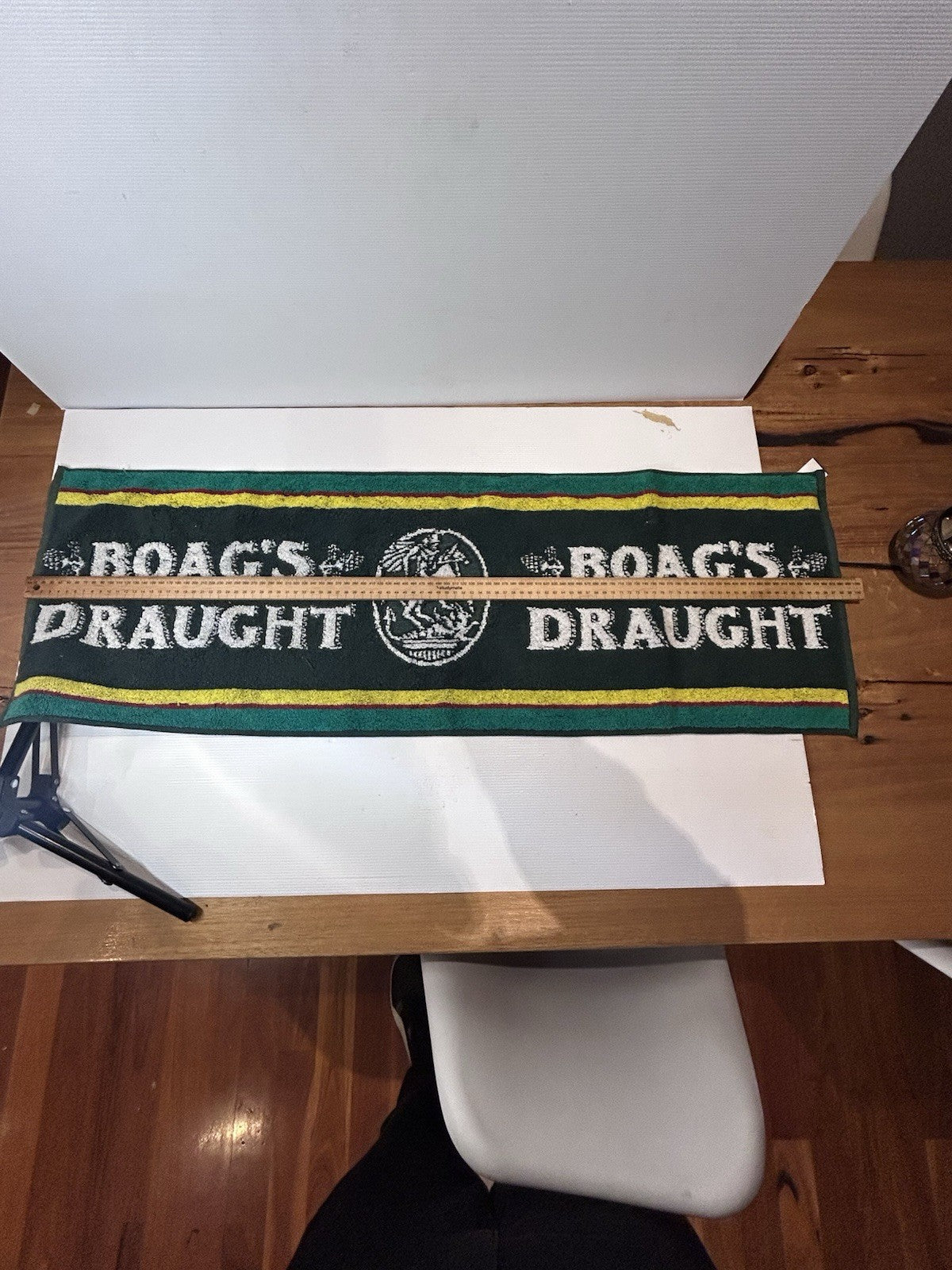 Vintage Boag’s Draught Bar Mat Beer Towel Green Pub Brewery Man Cave 89cm