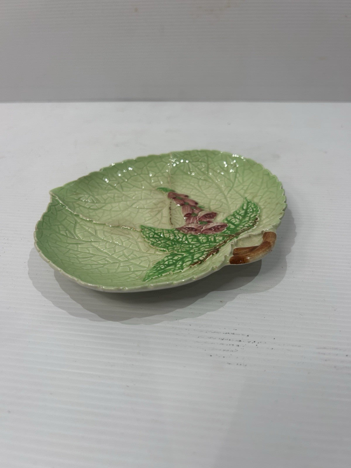 Carlton Ware Australian Design Leaf Dish c1930s Green Pink Floral 16cm
