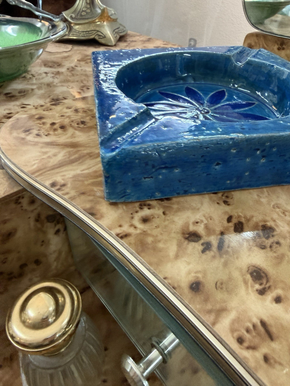 Bitossi Rimini Blu Ashtray Aldo Londi Italy Mid Century Modern Ceramic Blue
