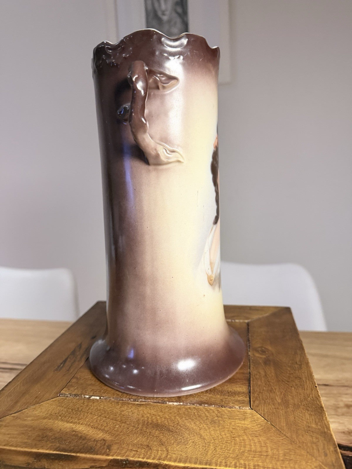 Antique Carl Tielsch CT Portrait Vase c1900 German Porcelain Eagle Mark