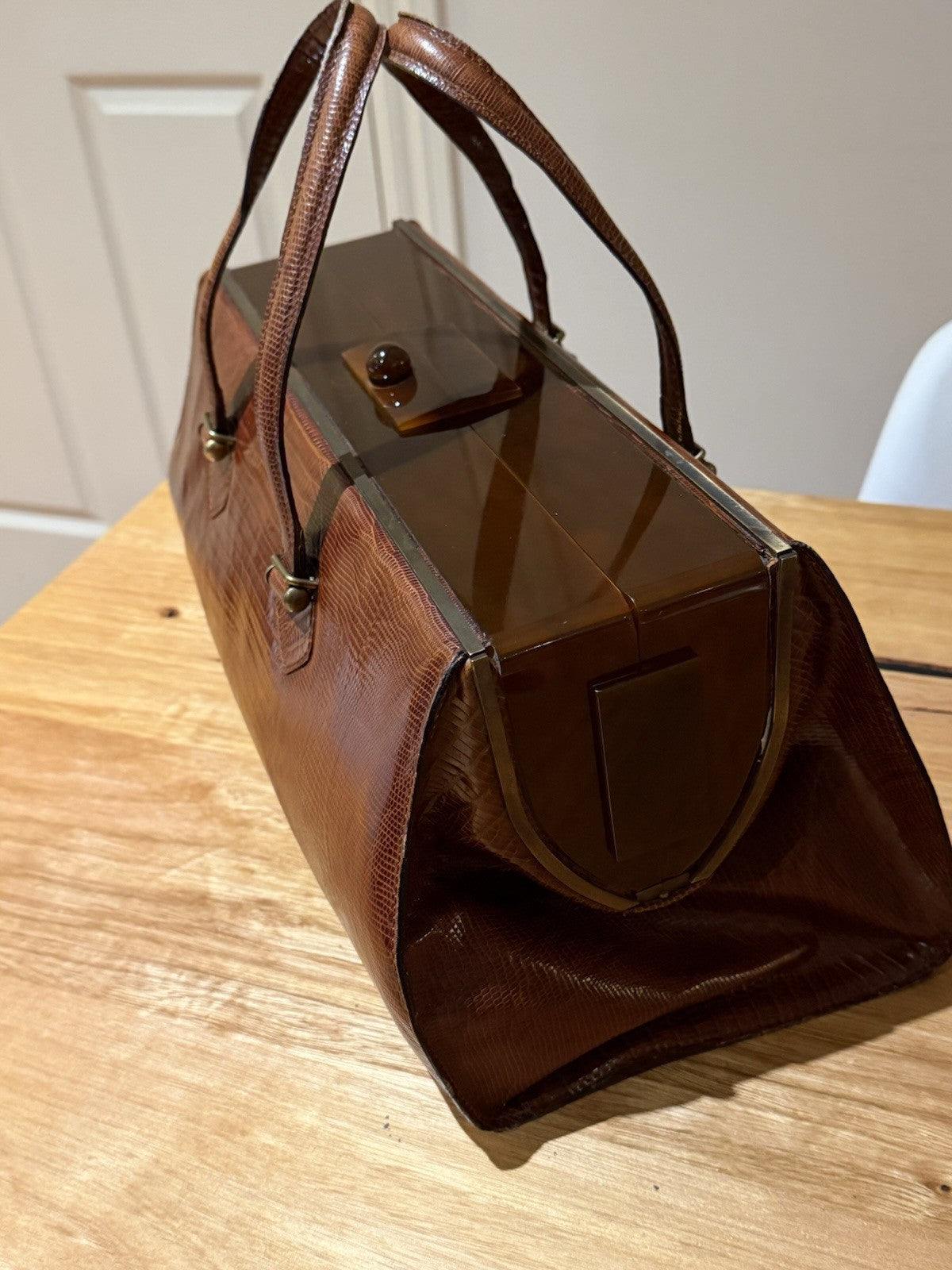 Jean Paul Gaultier Vintage Reptile Effect Leather Travel Doctor Bag Italy 1990s