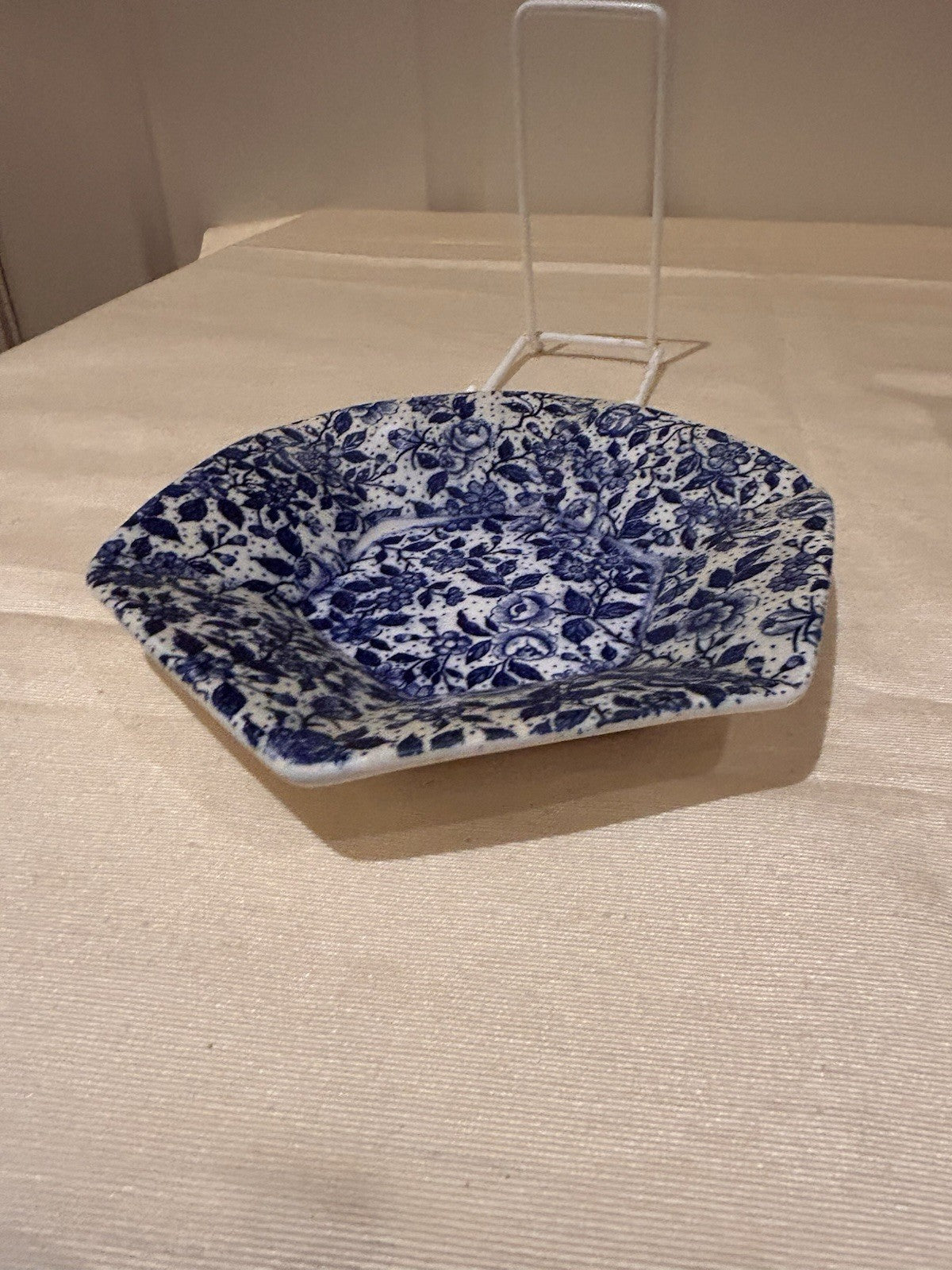 Vintage English Style Blue & White Floral Jug & Dish c1950s Transferware 