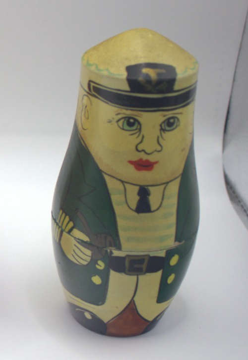 Vintage Hand-Painted Wooden Workman Stacking Doll 14cm Folk Art