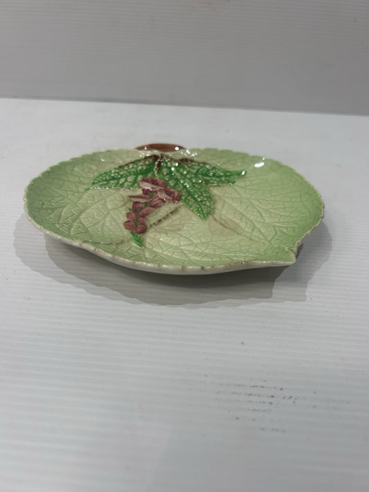 Carlton Ware Australian Design Leaf Dish c1930s Green Pink Floral 16cm