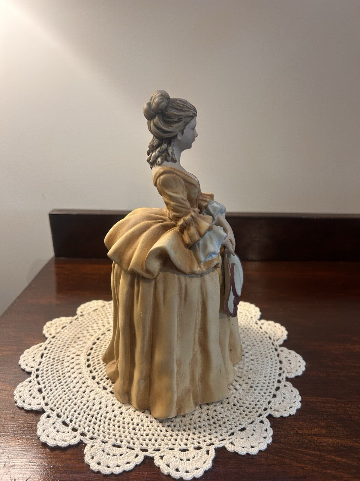 Vintage Andrea by Sadek 7845 Figurine Victorian Lady with Hat 8.5” Bisque Finish