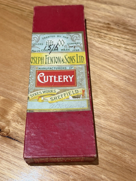 Joseph Fenton Sheffield Vintage 6 Xylonite Table Knives Original Box Circa 1921