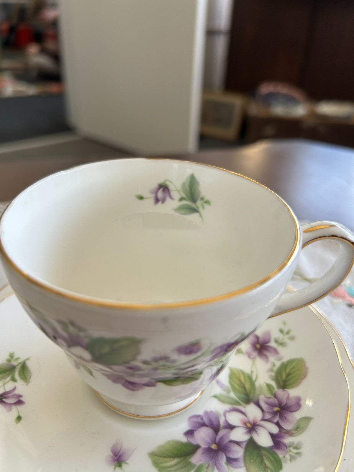 Duchess Tivoli Trio Teacup Saucer & Side Plate Violet Bone China trio, England