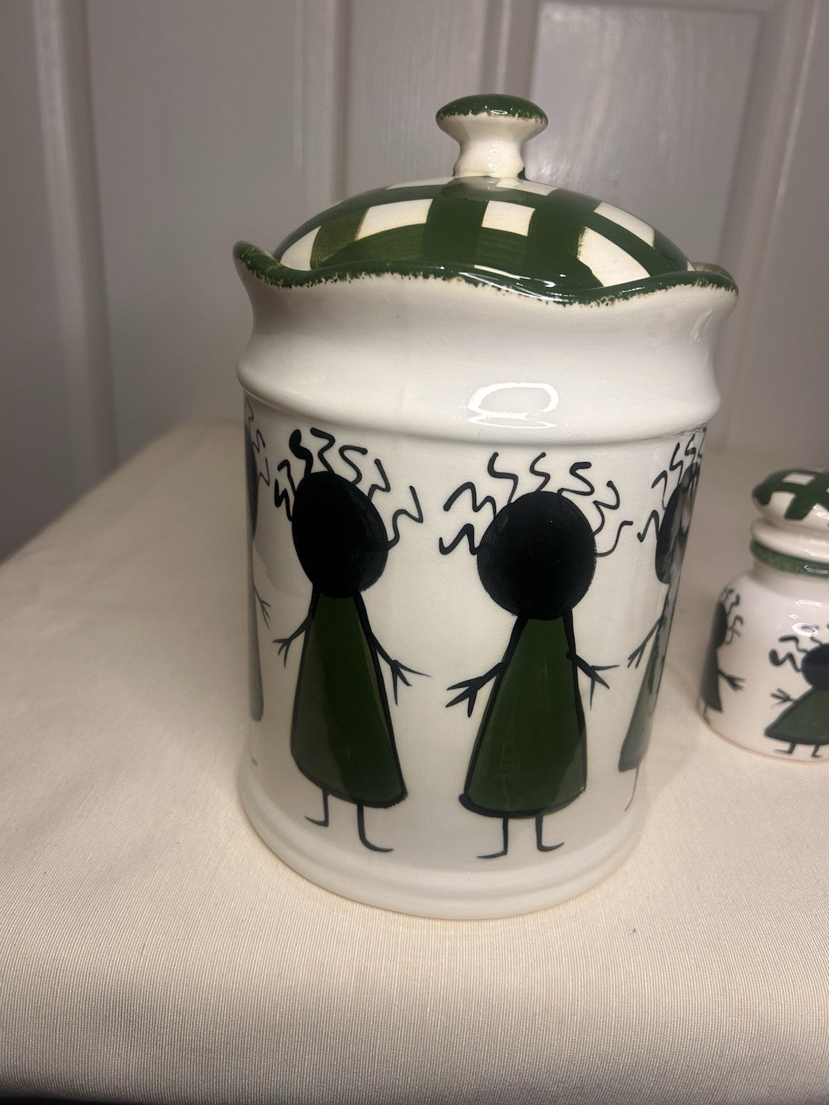 Kerry Alderuccio Hand Painted Canister Set – 6pc Ceramic Kitchen Storage 