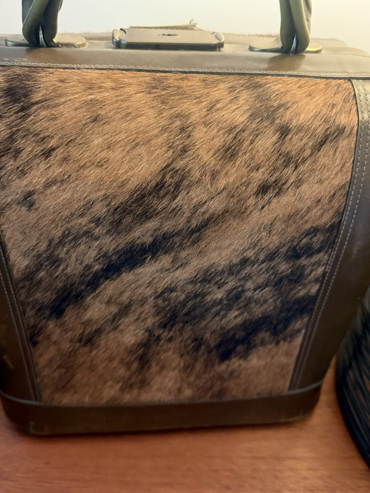 Vintage GOLD PFEIL Steer Hide Cowhide Doctor Bag Handbag Germany 1960s