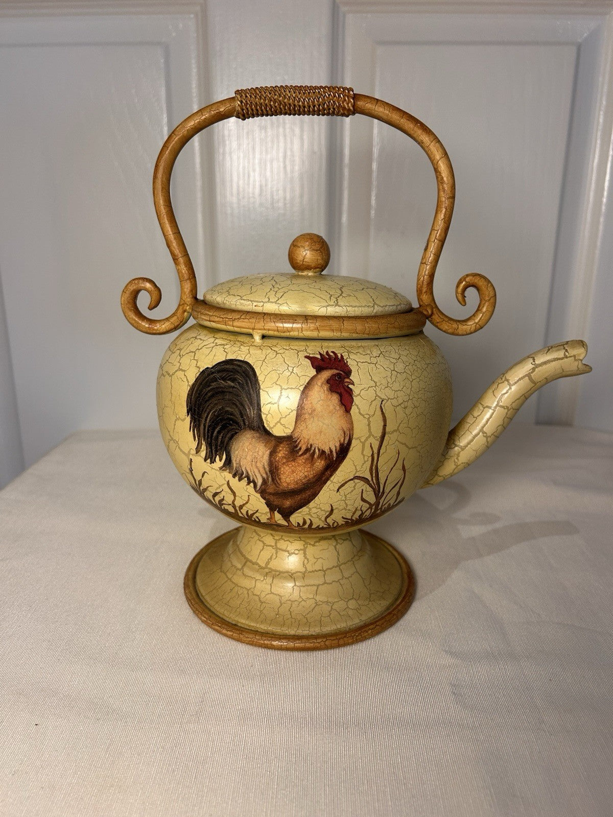 Rustic Rooster Decorative Teapot Jug – Crackle Finish Country Farmhouse 26cm