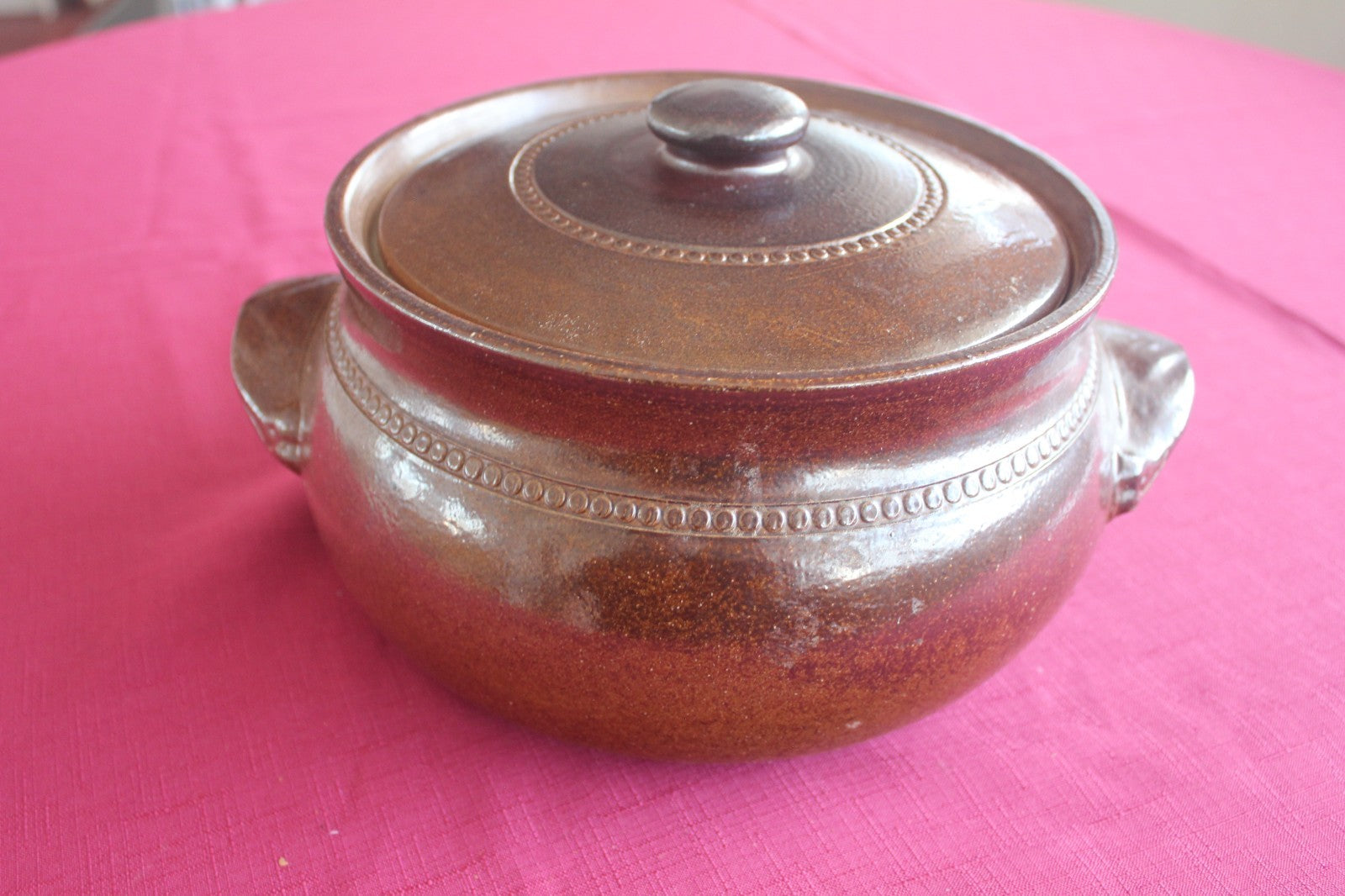 Vintage Bendigo Pottery Lidded Casserole Dish - Brown Stoneware - Australia