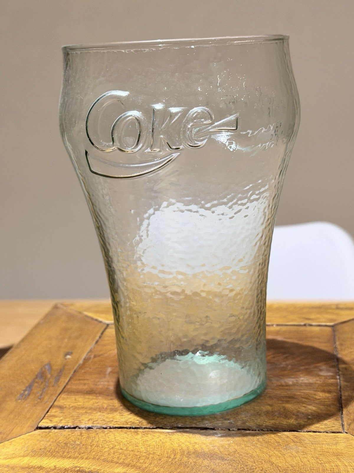 Vintage Coca Cola Embossed 1L Glass Tumbler Large Green Tint Retro 16cm