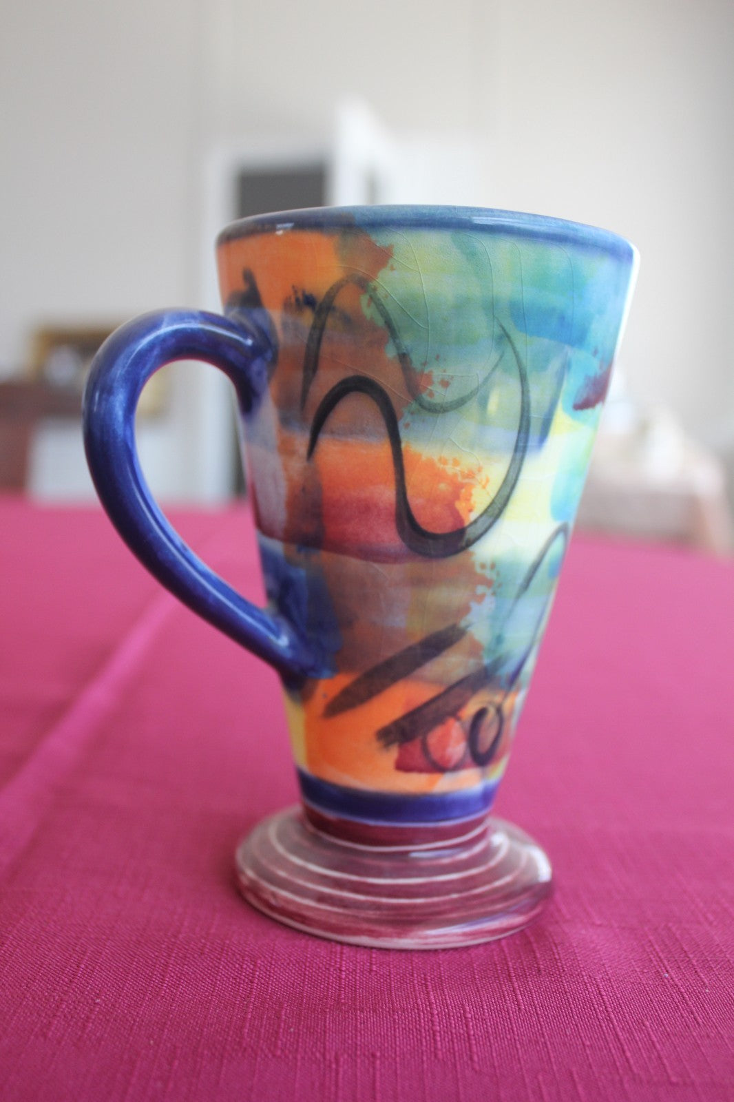 Australian Studio Pottery Pedestal Mug – Kez & M Jay Design – Signed Kate, 1999