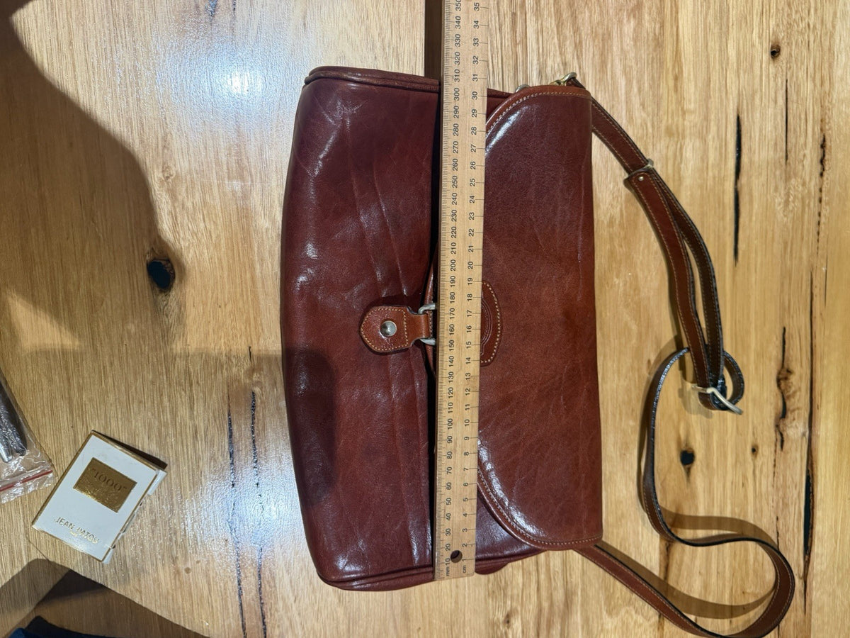 Vintage Oroton Florence Leather Shoulder Bag Brown Made in Australia Handbag