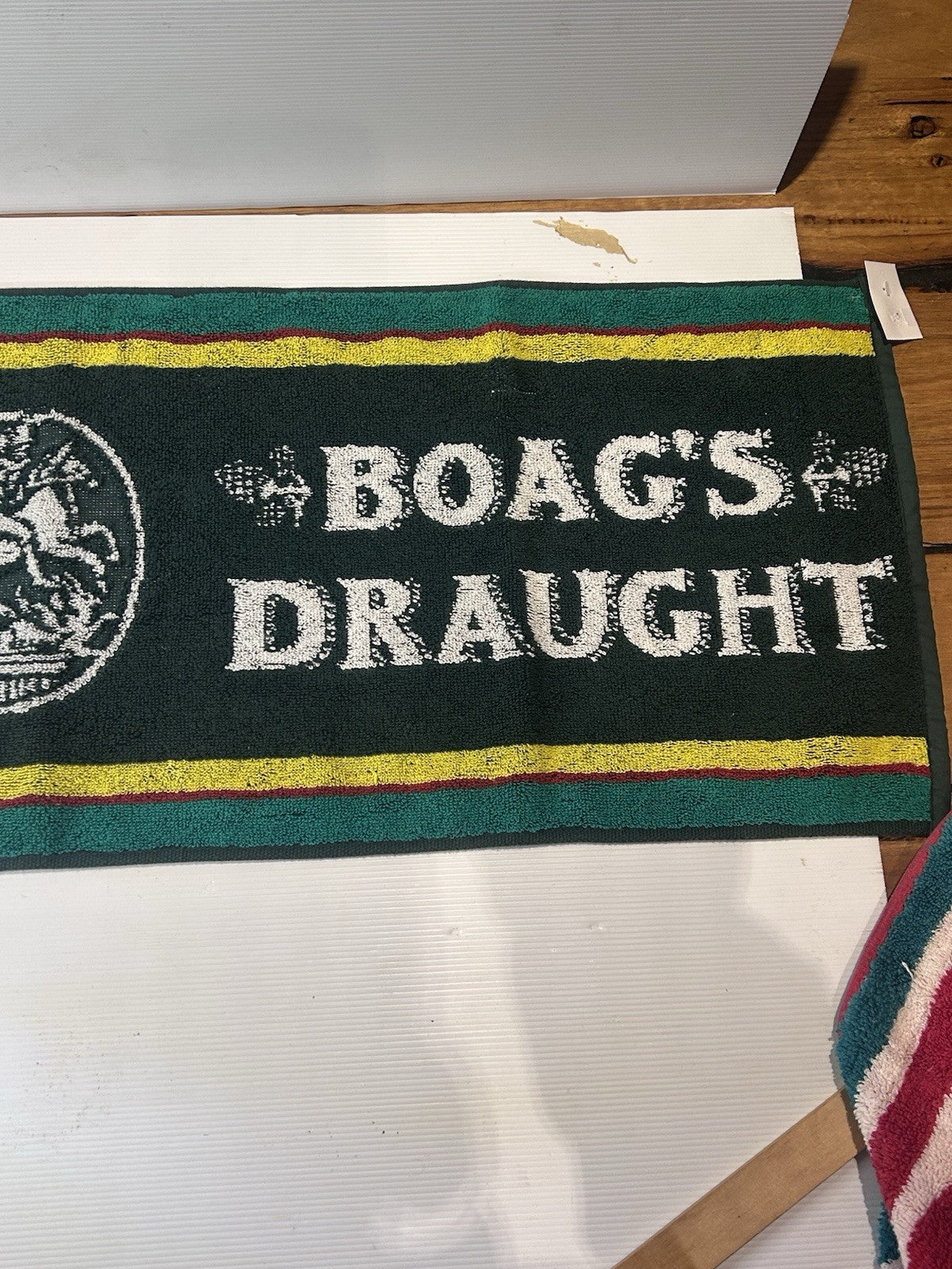 Vintage Boag’s Draught Bar Mat Beer Towel Green Pub Brewery Man Cave 89cm
