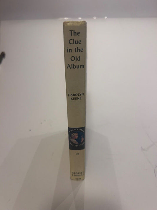 Nancy Drew #24 The Clue in the Old Album yellow matte 1947 BLUE End papers